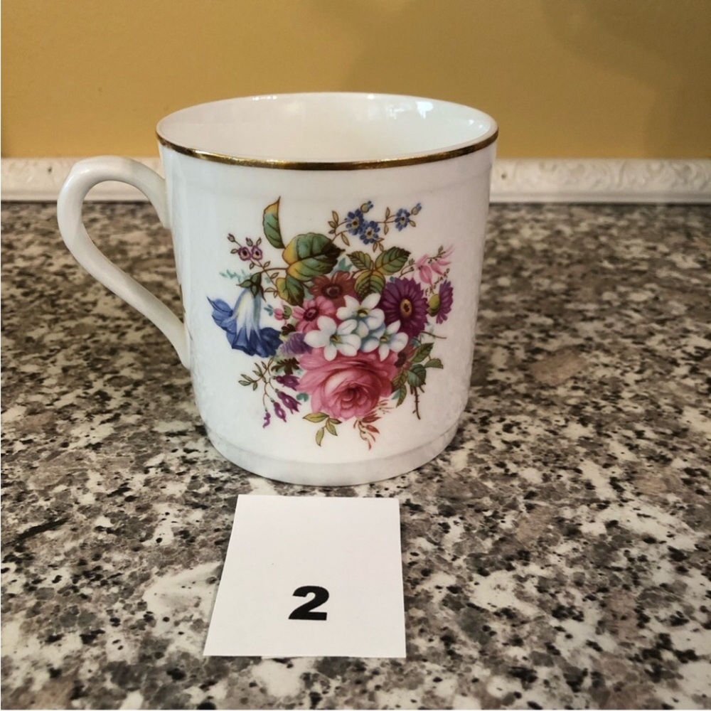 Hammersley mug bone china flowers white gold trimmed Howard Sprays Smooth 1980s - Picture 5 of 10